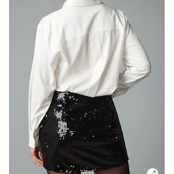 Anthropologie Mare Mare Buttondown Sequined Twofor Mini Dress L - Picture 2 of 5